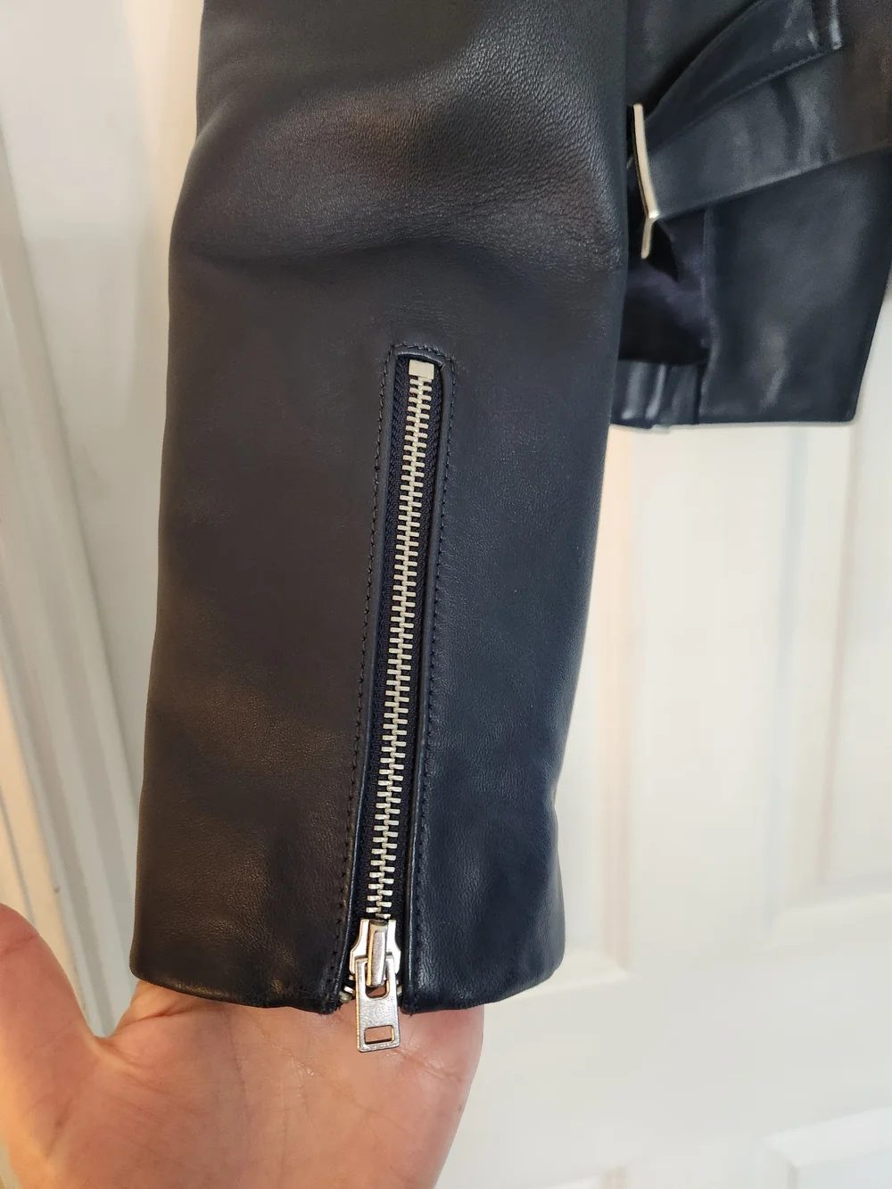 J. Crew Navy Leather Moto Jacket - Women's - Picture 6 of 6
